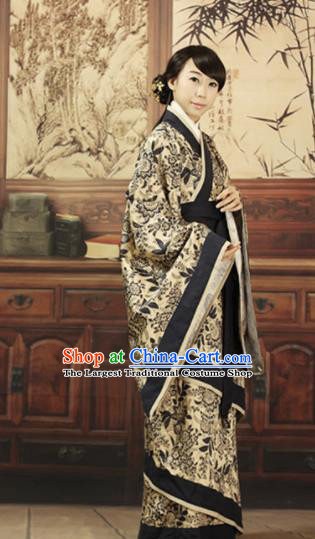 Asian Chinese Han Dynasty Marquise Curving-Front Robe Ancient Traditional Maidenform Costume for Women