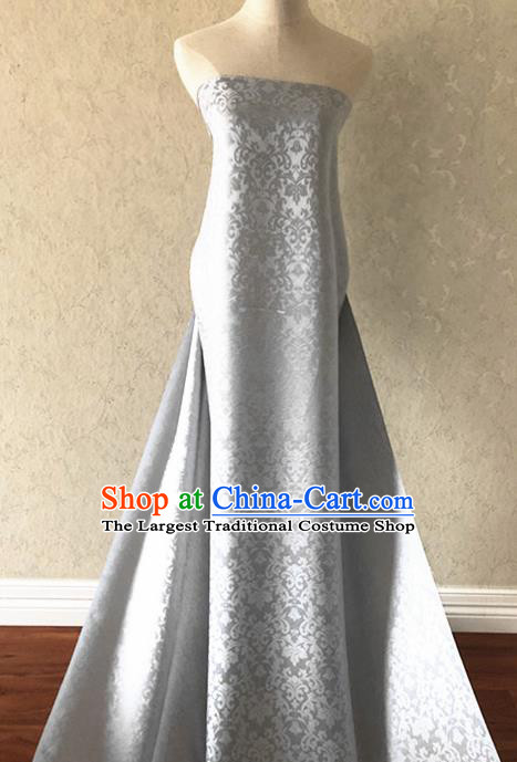 Asian Chinese Traditional Fabric Classical Pattern Grey Brocade Cheongsam Cloth Silk Fabric