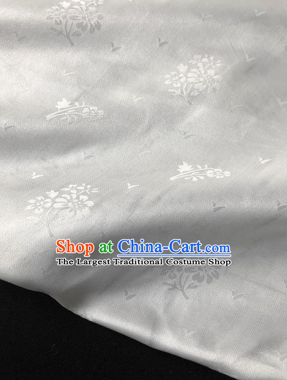 Asian Chinese Traditional Fabric Classical Pattern White Brocade Cheongsam Cloth Silk Fabric