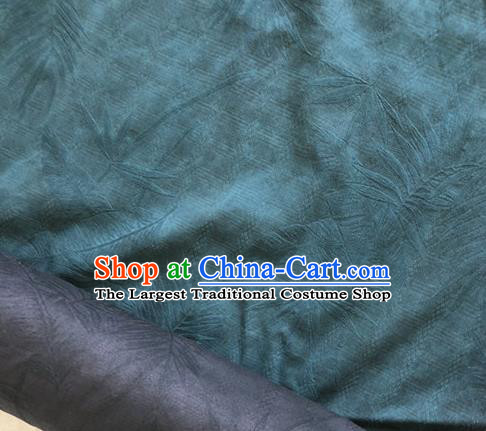Asian Chinese Traditional Fabric Classical Feather Pattern Green Brocade Cheongsam Cloth Silk Fabric