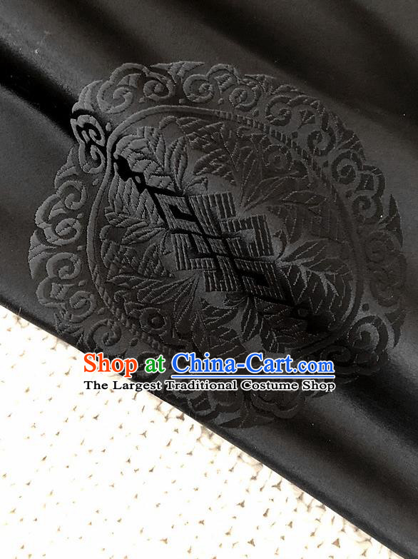 Asian Chinese Traditional Fabric Classical Pattern Black Brocade Cheongsam Cloth Silk Fabric