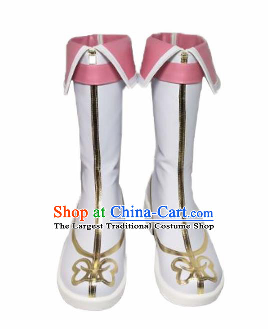 Asian Chinese Cosplay Shoes Cartoon Fairy Princess White Boots for Women