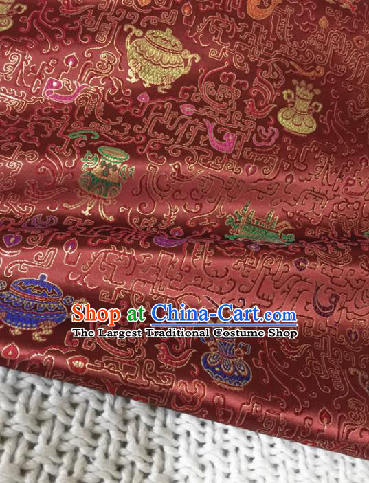Asian Chinese Traditional Purplish Red Silk Fabric Royal Pattern Brocade Cheongsam Cloth Silk Fabric