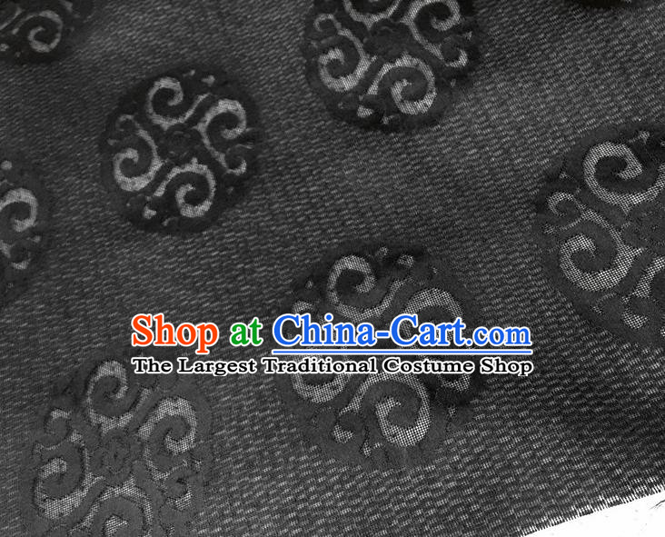 Asian Chinese Traditional Black Silk Fabric Royal Pattern Brocade Cheongsam Cloth Silk Fabric