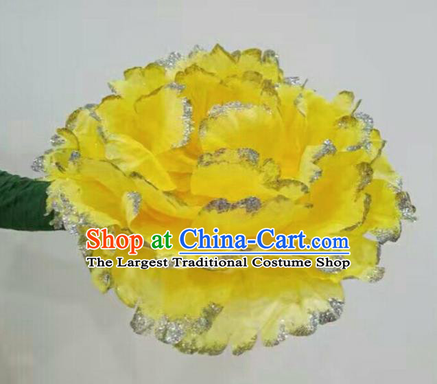 Traditional Chinese Folk Dance Accessories Opening Dance Yellow Peony Flower for Women