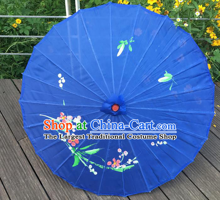 Traditional Chinese Folk Dance Umbrella Royalblue Oil-Paper Umbrella for Women