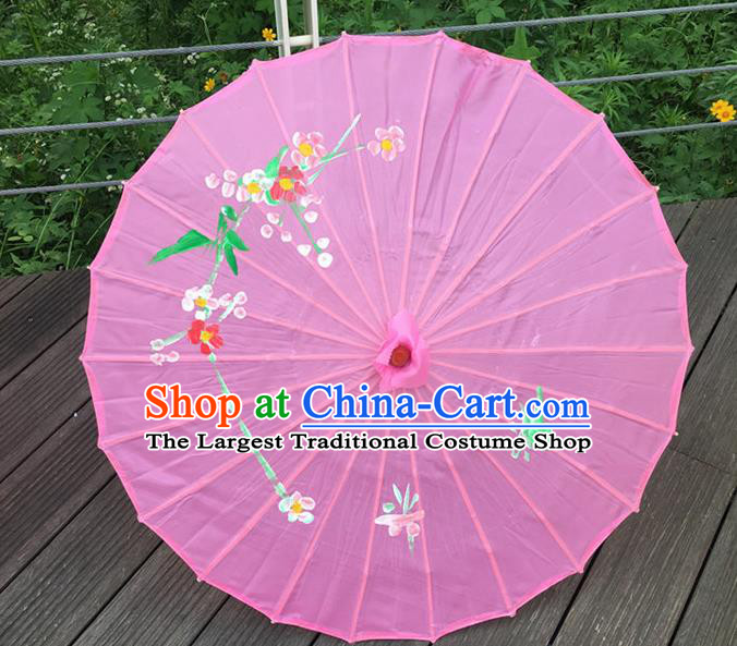 Traditional Chinese Folk Dance Umbrella Pink Oil-Paper Umbrella for Women