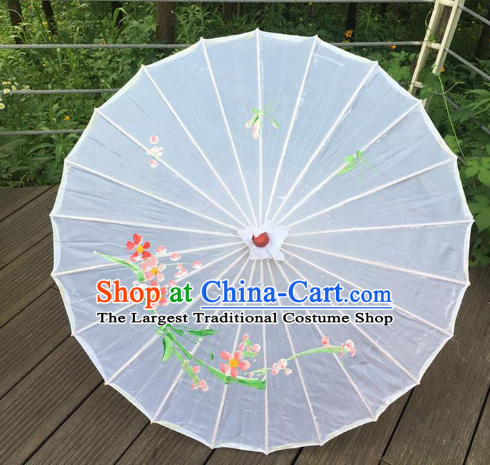 Traditional Chinese Folk Dance Umbrella White Oil-Paper Umbrella for Women