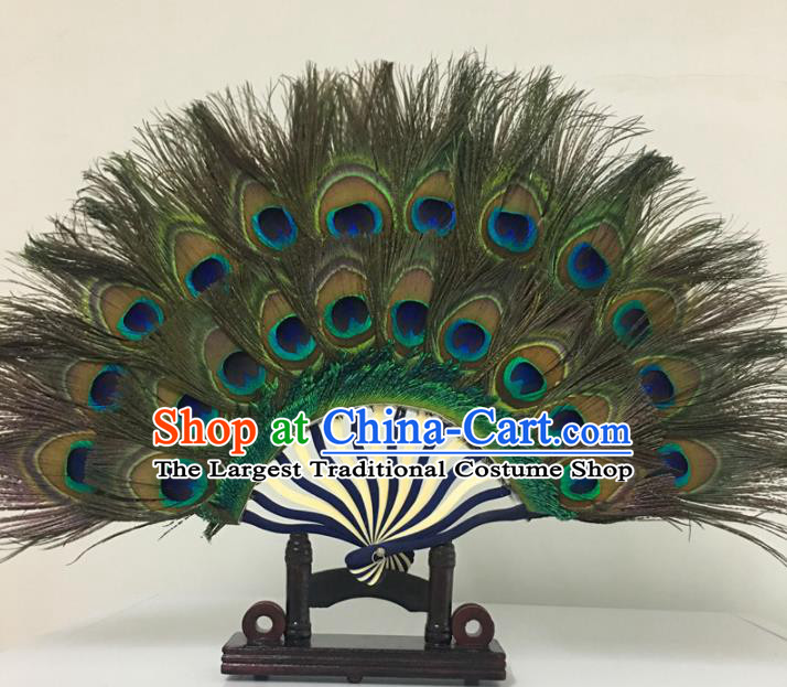 Traditional Chinese Crafts Feather Fan China Folk Dance Peacock Feather Fans