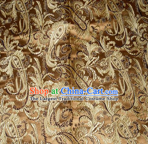 Chinese Traditional Bronze Silk Fabric Tang Suit Brocade Cheongsam Palace Pattern Cloth Material Drapery