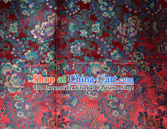 Chinese Traditional Dark Red Silk Fabric Tang Suit Brocade Cheongsam Classical Pattern Cloth Material Drapery