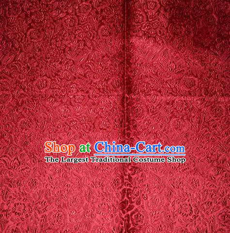 Chinese Traditional Cheongsam Wine Red Silk Fabric Tang Suit Brocade Classical Pattern Cloth Material Drapery