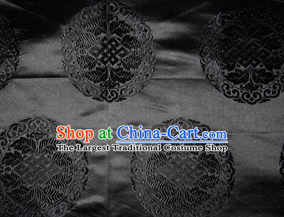 Chinese Traditional Cheongsam Silk Fabric Tang Suit Black Brocade Classical Round Pattern Cloth Material Drapery