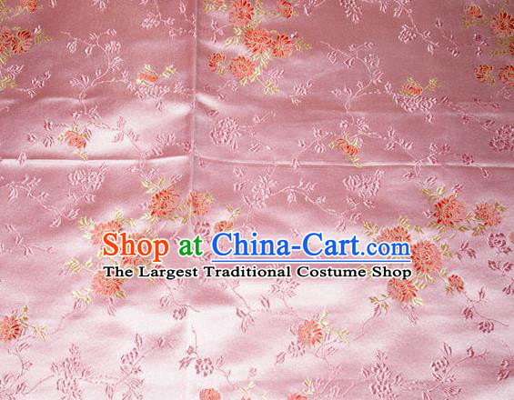 Classical Chrysanthemum Pattern Chinese Traditional Pink Silk Fabric Tang Suit Brocade Cloth Cheongsam Material Drapery
