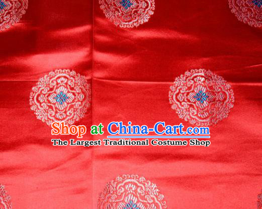 Classical Round Pattern Chinese Traditional Red Silk Fabric Tang Suit Brocade Cloth Cheongsam Material Drapery