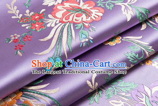 Chinese Traditional Begonia Pattern Tang Suit Lilac Brocade Fabric Silk Cloth Cheongsam Material Drapery