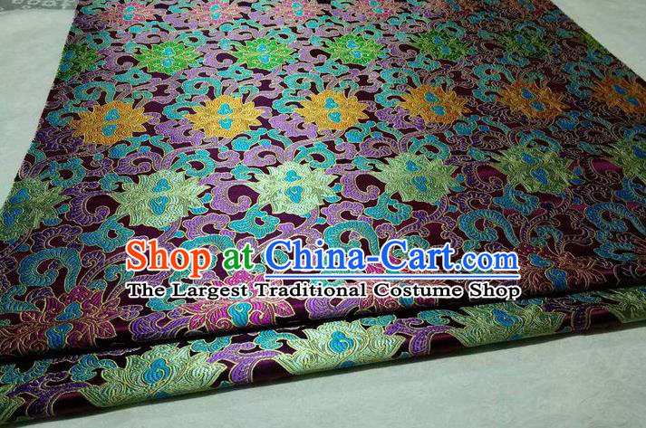 Chinese Traditional Cheongsam Cloth Tang Suit Palace Pattern Purple Brocade Fabric Silk Material Drapery