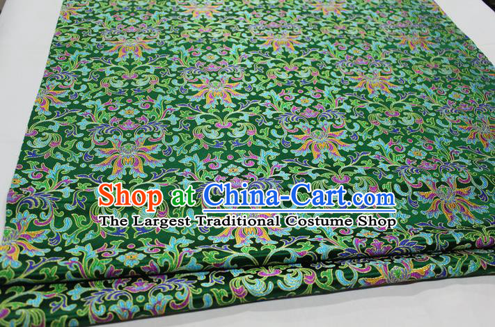 Chinese Traditional Cheongsam Cloth Tang Suit Green Brocade Fabric Silk Material Drapery