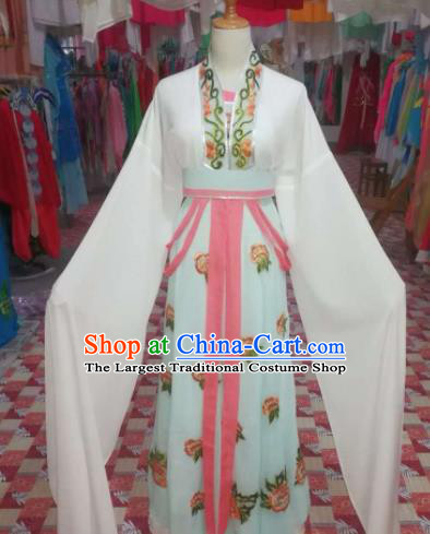 Chinese Traditional Beijing Opera Actress Costume Embroidered White Hanfu Dress for Adults