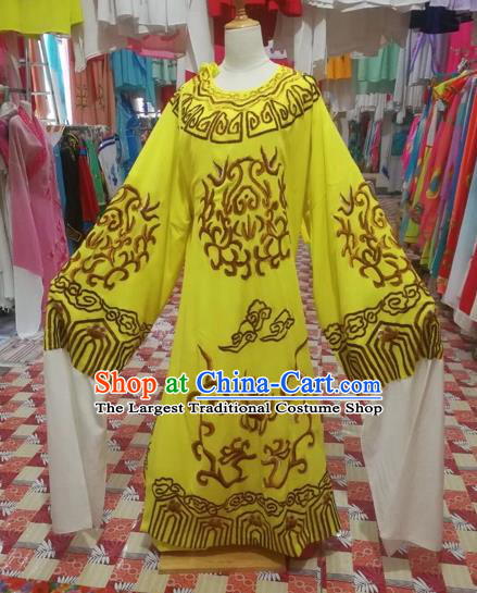 Chinese Traditional Beijing Opera Scholar Costume Peking Opera Prince Embroidered Yellow Robe for Adults
