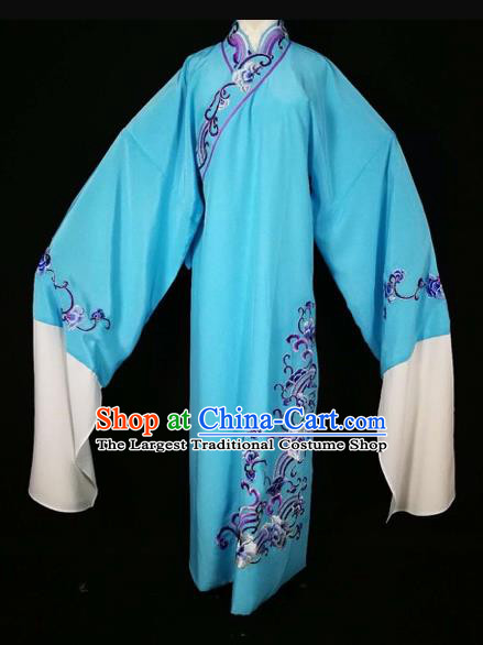 Chinese Traditional Beijing Opera Scholar Blue Robe Peking Opera Niche Costume for Adults
