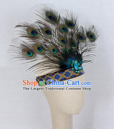 Top Rio Carnival Feather Hair Accessories Halloween Catwalks Dance Hair Clasp for Women