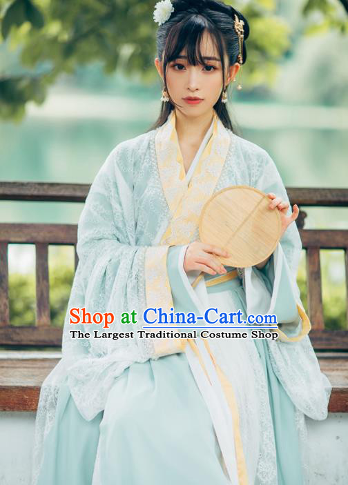 Traditional Chinese Jin Dynasty Princess Embroidered Historical Costumes Ancient Hanfu Dress for Women