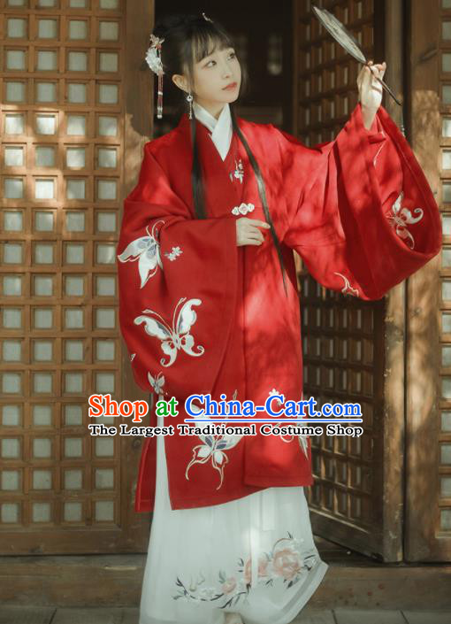 Chinese Traditional Wedding Historical Costumes Ancient Ming Dynasty Princess Red Hanfu Dress for Women