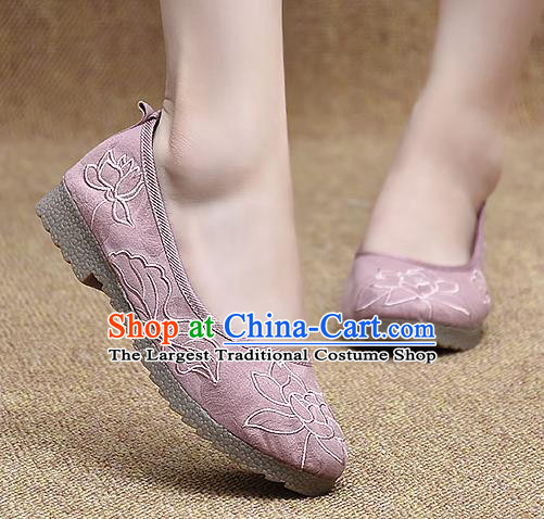 Chinese Shoes Wedding Shoes Traditional Embroidered Lotus Shoes Bride Pink Shoes for Women