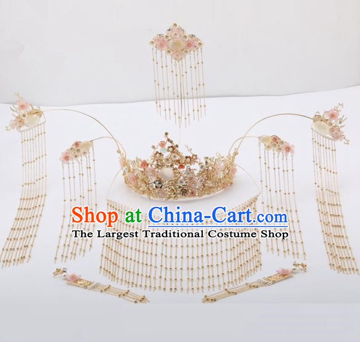 Top Chinese Traditional Wedding Hair Accessories Classical Tassel Phoenix Coronet Hairpins Headdress for Women