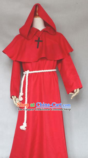 Top Grade Halloween Priest Costumes Fancy Ball Cosplay Pastor Red Clothing for Men