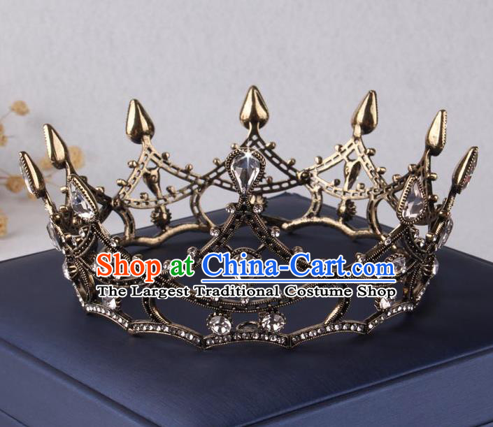 Top Grade Gothic Hair Accessories Crystal Black Royal Crown for Women