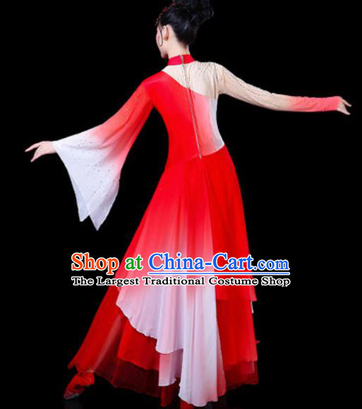 Chinese Traditional Classical Dance Costumes Umbrella Dance Group Dance Red Dress for Women