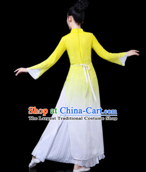 Chinese Traditional Classical Dance Costumes Umbrella Dance Group Dance Yellow Dress for Women