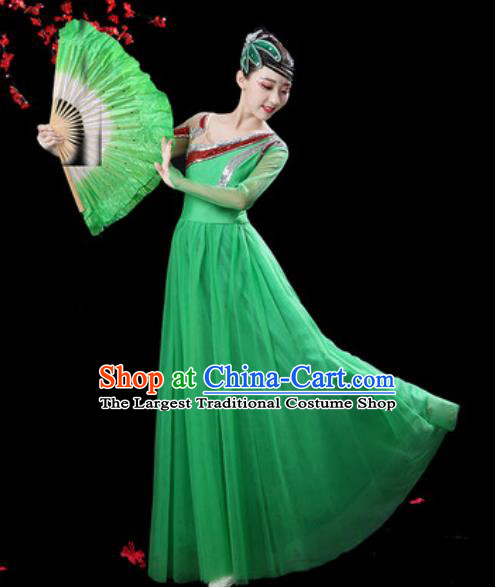 Professional Modern Dance Costumes Stage Show Chorus Group Dance Green Dress for Women