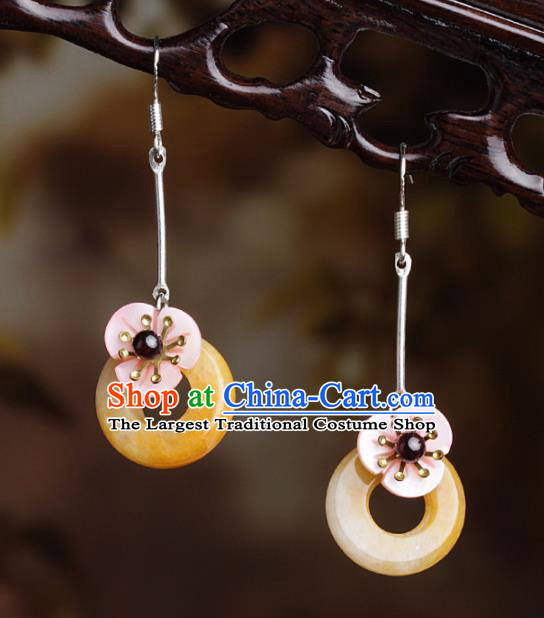 Chinese Traditional Ear Jewelry Accessories National Hanfu Classical Topaz Earrings for Women