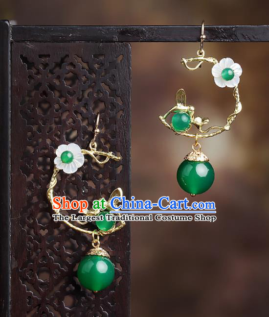 Chinese National Hanfu Classical Golden Earrings Traditional Ear Jewelry Accessories for Women