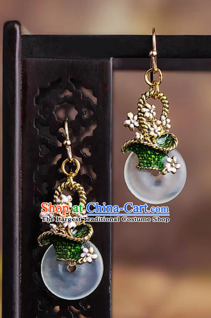 Chinese National Hanfu Classical Fleur Bouquet Earrings Traditional Ear Jewelry Accessories for Women