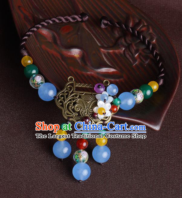 Chinese Traditional Jewelry Accessories National Hanfu Longevity Lock Bracelet for Women