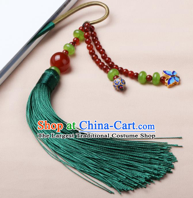 Chinese Traditional Hair Accessories Green Tassel Hair Clip National Hanfu Hairpins for Women