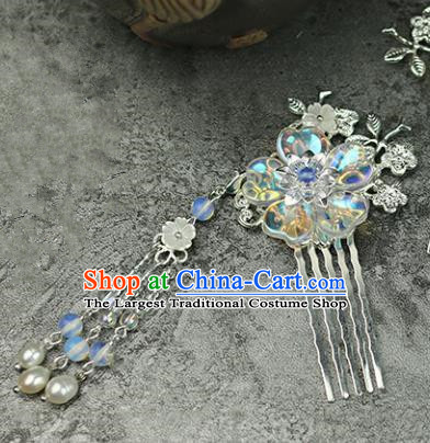 Handmade Chinese Traditional Tassel Flowers Hair Combs Traditional Classical Hanfu Hair Accessories for Women