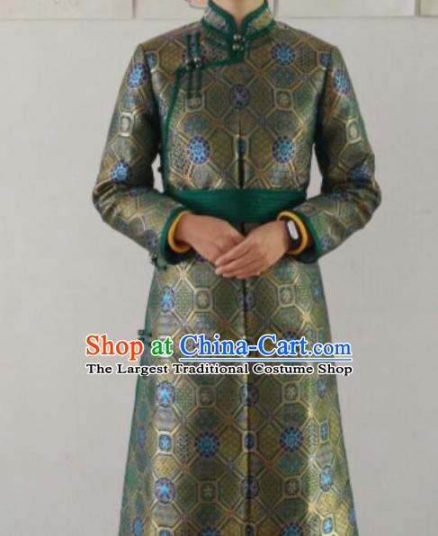 Traditional Chinese Mongol Nationality Wedding Costumes Female Folk Dance Ethnic Mongols Robe for Women