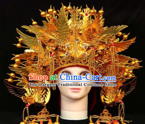 Traditional Chinese Beijing Opera Princess Hats Peking Opera Diva Golden Phoenix Coronet for Women