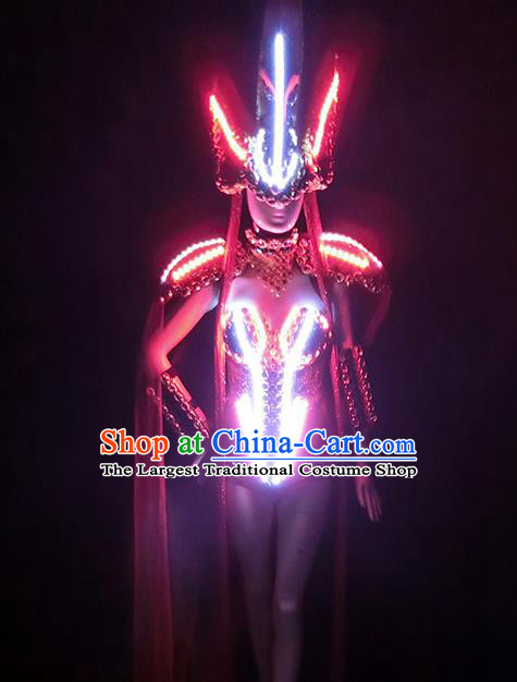 Halloween Cosplay Stage Show LED Costumes Brazilian Carnival Parade Clothing and Headpiece