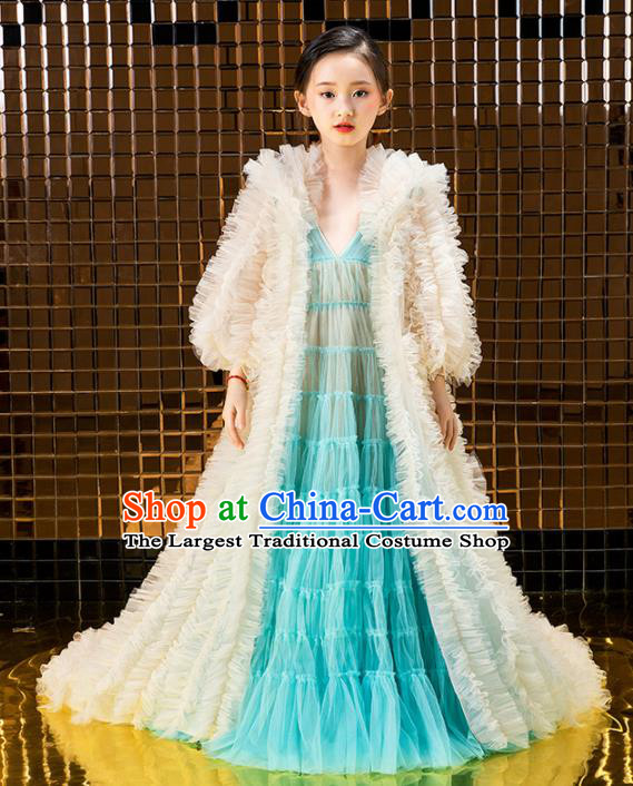 Children Catwalks Princess Costume Compere Modern Dance Full Dress for Girls Kids