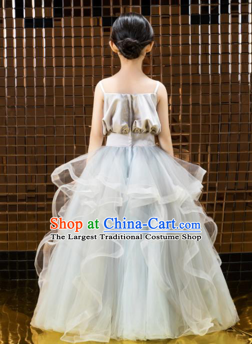 Children Catwalks Costume Girls Compere Modern Dance Princess Full Dress for Kids