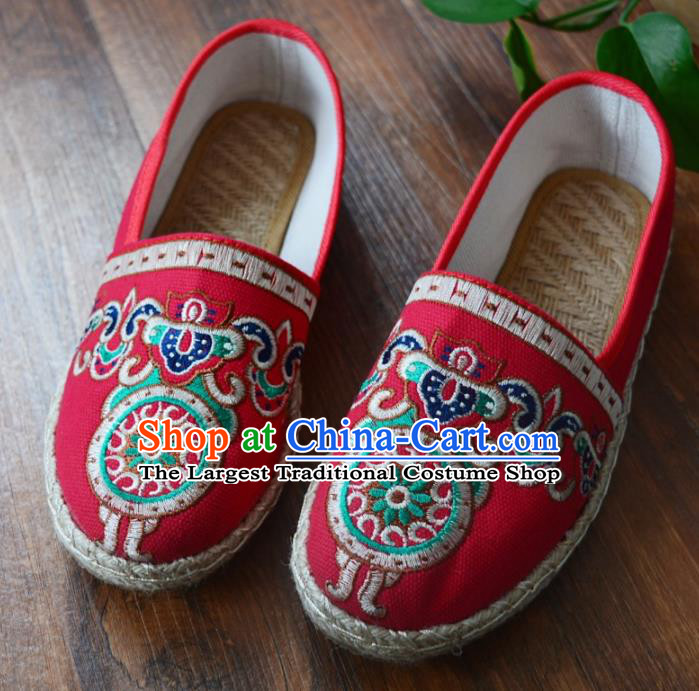Chinese Traditional Hanfu Shoes Ancient Martial Arts Shoes Embroidered Red Shoes for Women