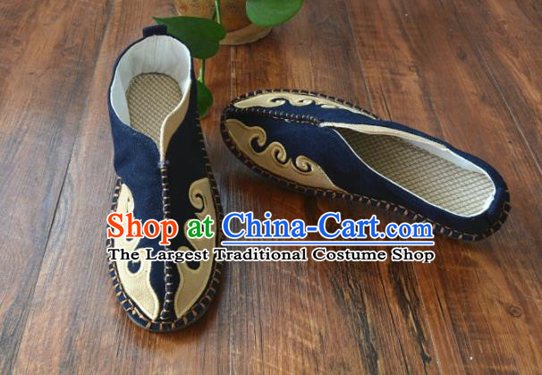 Chinese Traditional Martial Arts Navy Linen Shoes Ancient Shoes Monk Shoes for Men