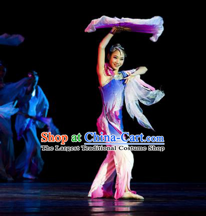Chinese Traditional Fan Dance Costumes Stage Performance Folk Dance Dress for Women