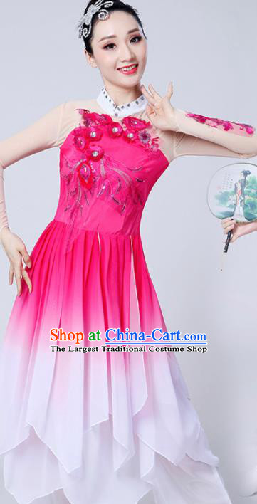 Chinese Traditional Classical Dance Costumes Stage Performance Dance Rosy Dress for Women
